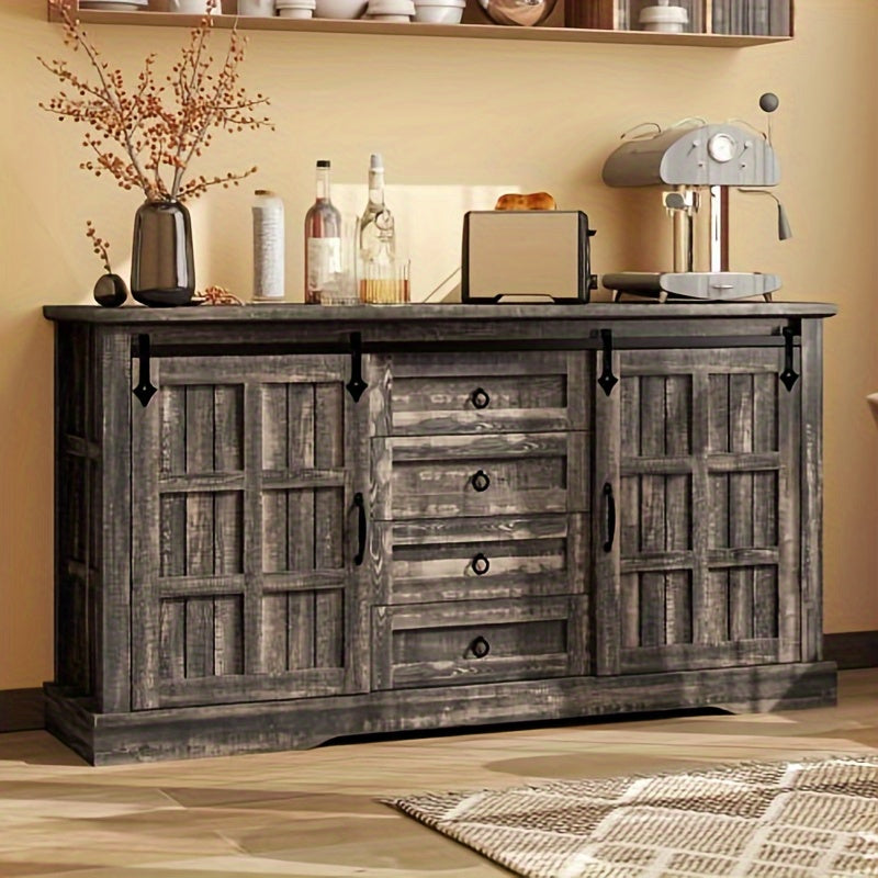 Farmhouse Kitchen Buffet Storage Cabinet with Doors & Drawers