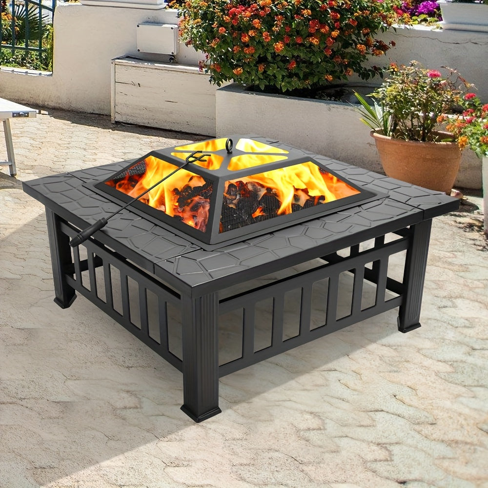 1pc Rectangle Metal Fire Pit Table