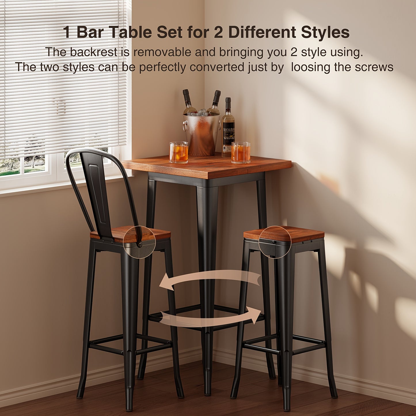 Pub Table And Chairs Set Of 2, 3 Pcs