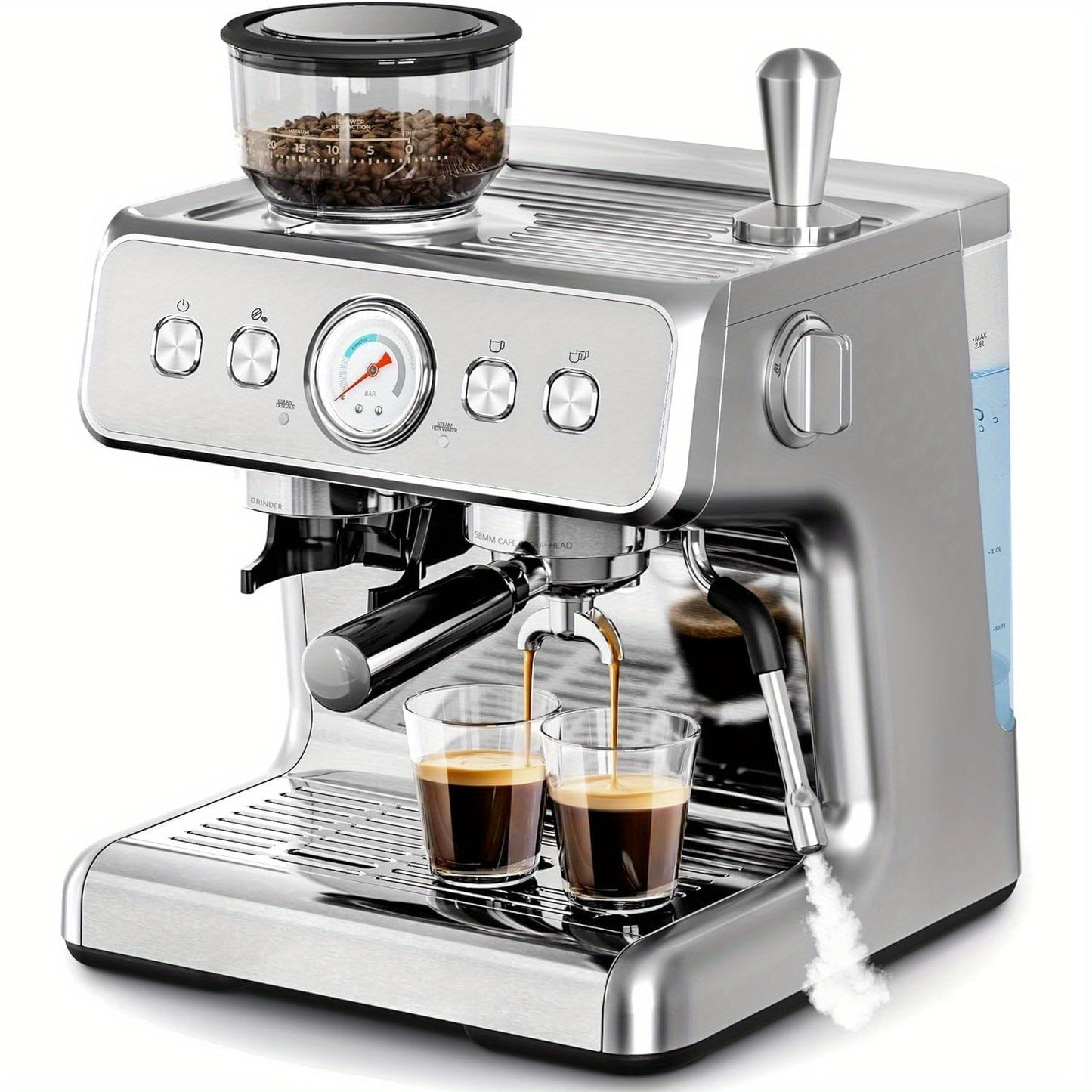 20 Bar Stainless Steel Espresso Machine with Grinder