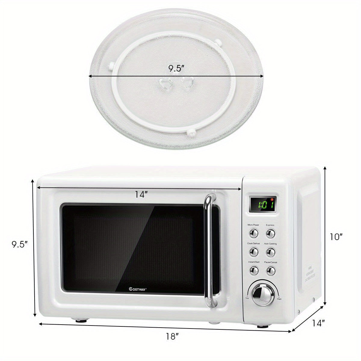 Maxmass 0.7Cu.ft Retro Countertop Microwave Oven