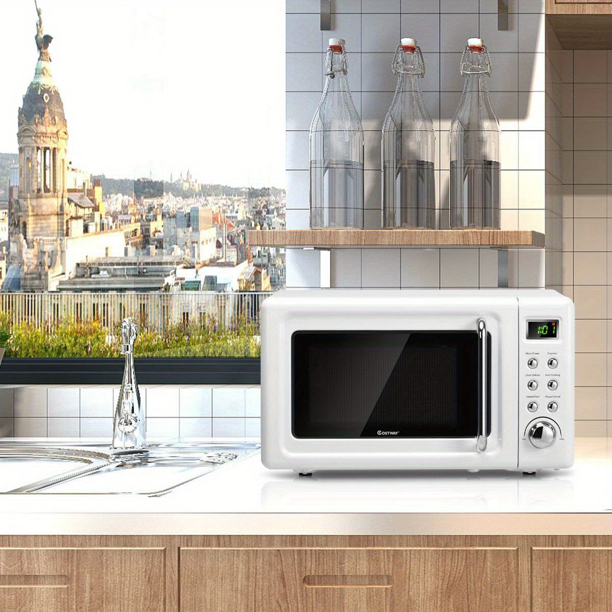 Maxmass 0.7Cu.ft Retro Countertop Microwave Oven