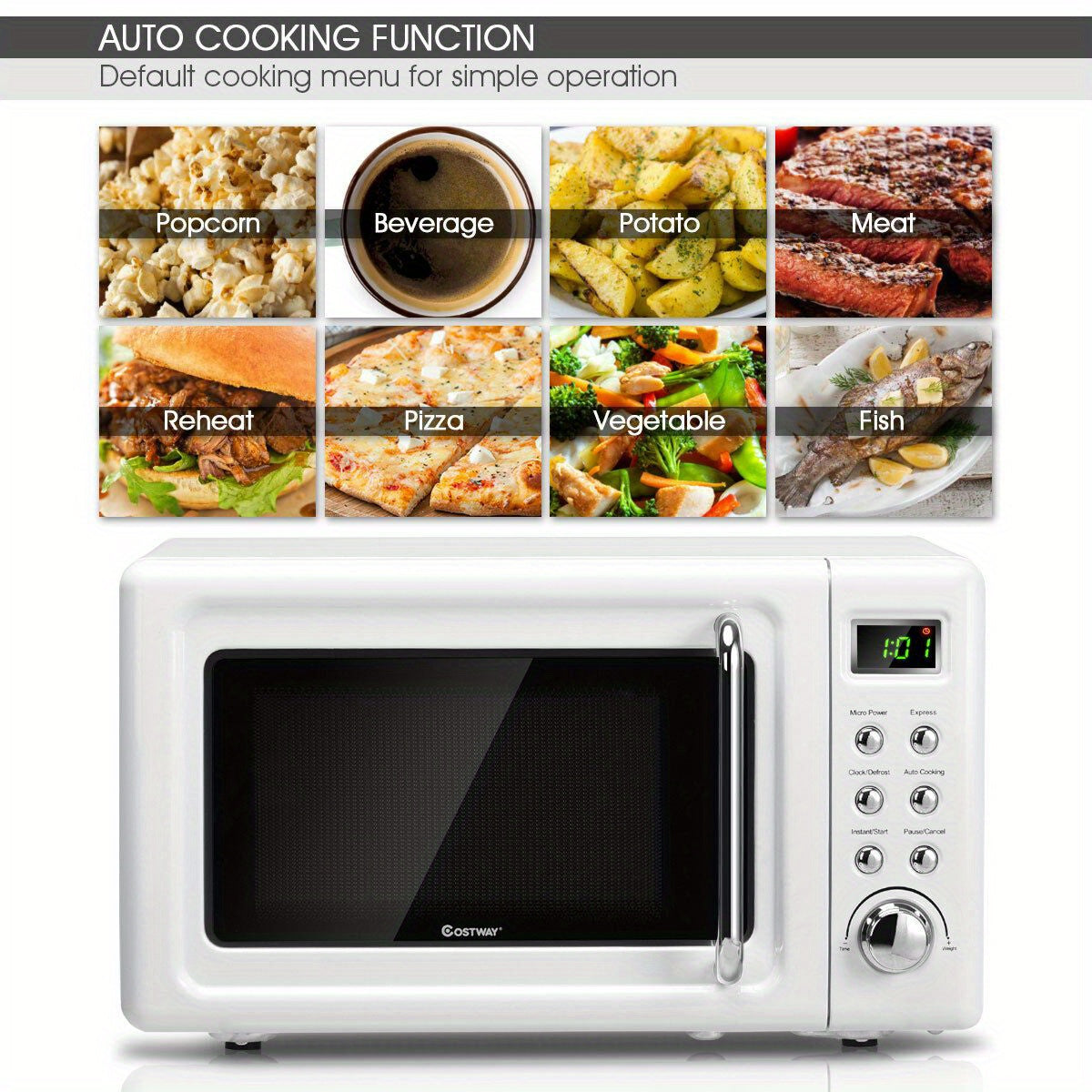 Maxmass 0.7Cu.ft Retro Countertop Microwave Oven