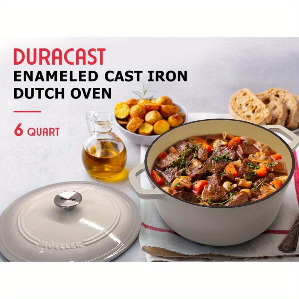 6 Quart Enameled Cast Iron Dutch Oven Pot with Lid