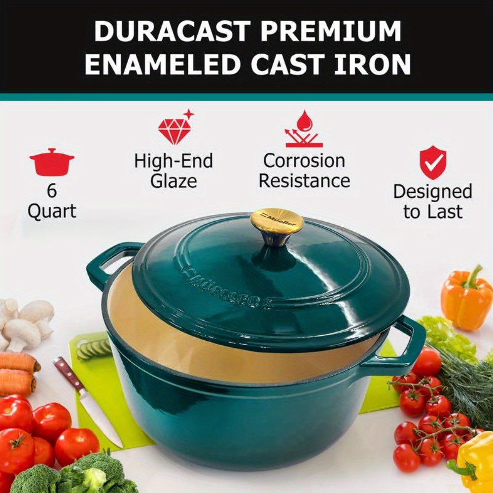 6 Quart Enameled Cast Iron Dutch Oven Pot with Lid