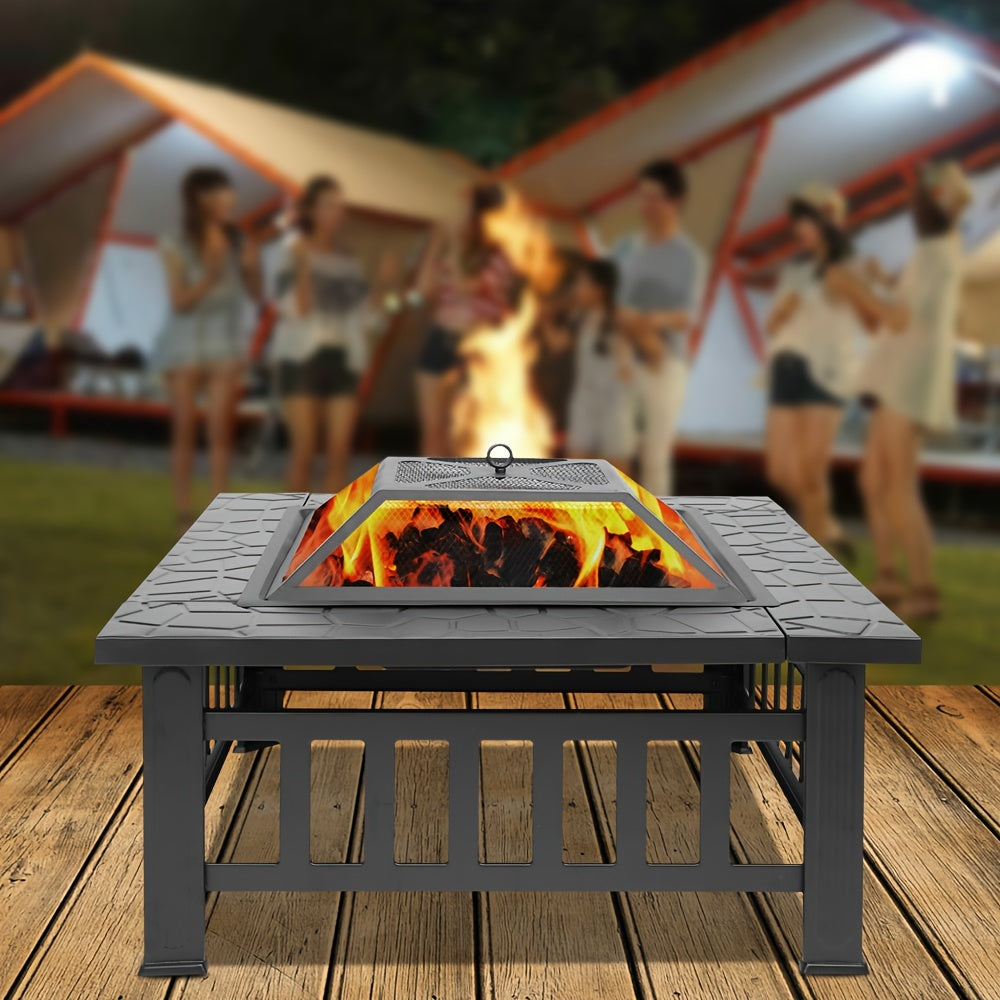 1pc Rectangle Metal Fire Pit Table