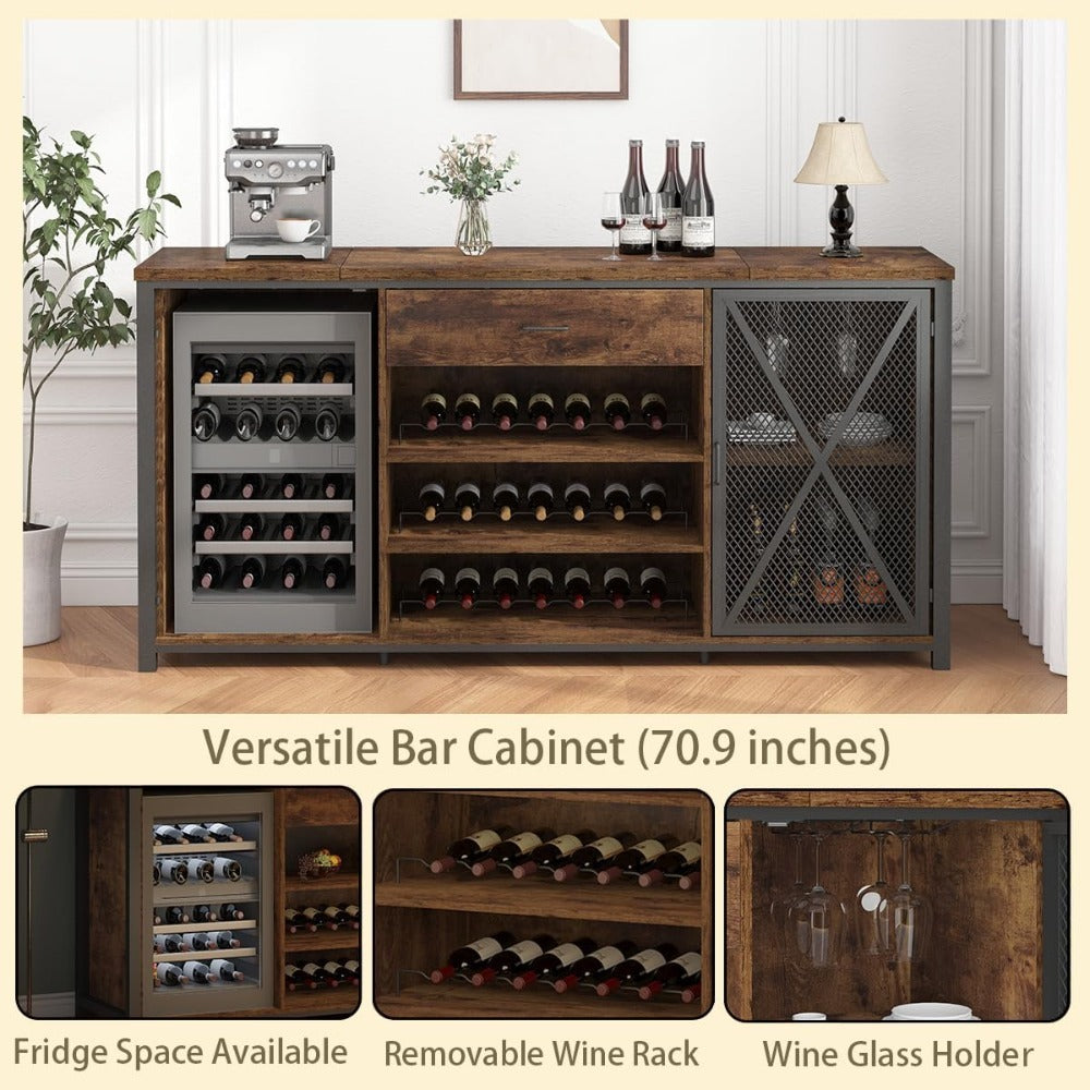 Long Bar Cabinet with Fridge Space