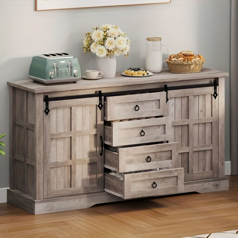 Farmhouse Kitchen Buffet Storage Cabinet with Doors & Drawers