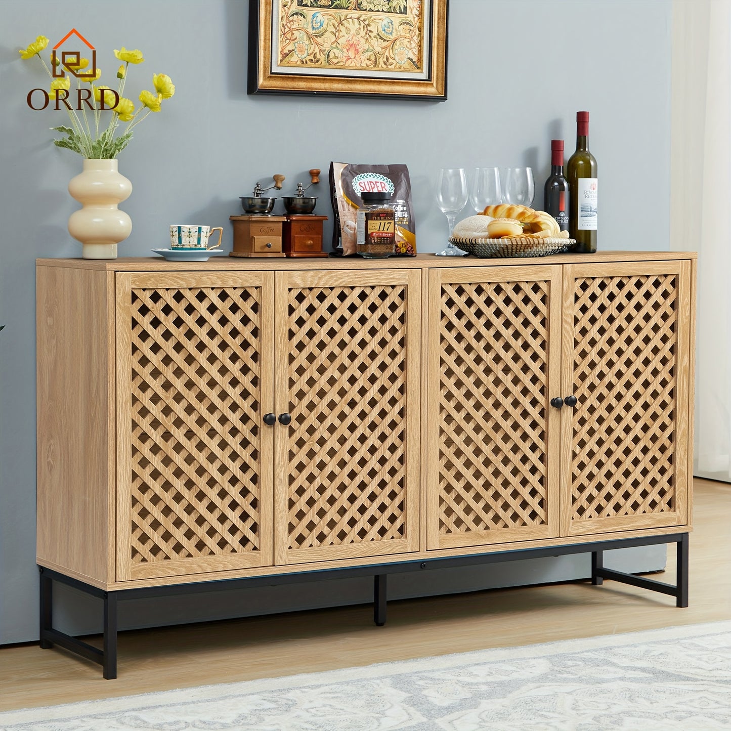 Farmhouse Sideboard Buffet Cabinet With Storage