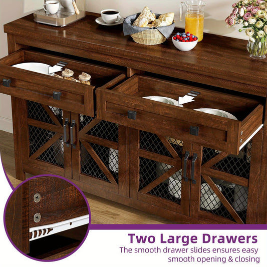 Adjustable Shelves Sideboard Buffet Cabinet with Drawers and Doors