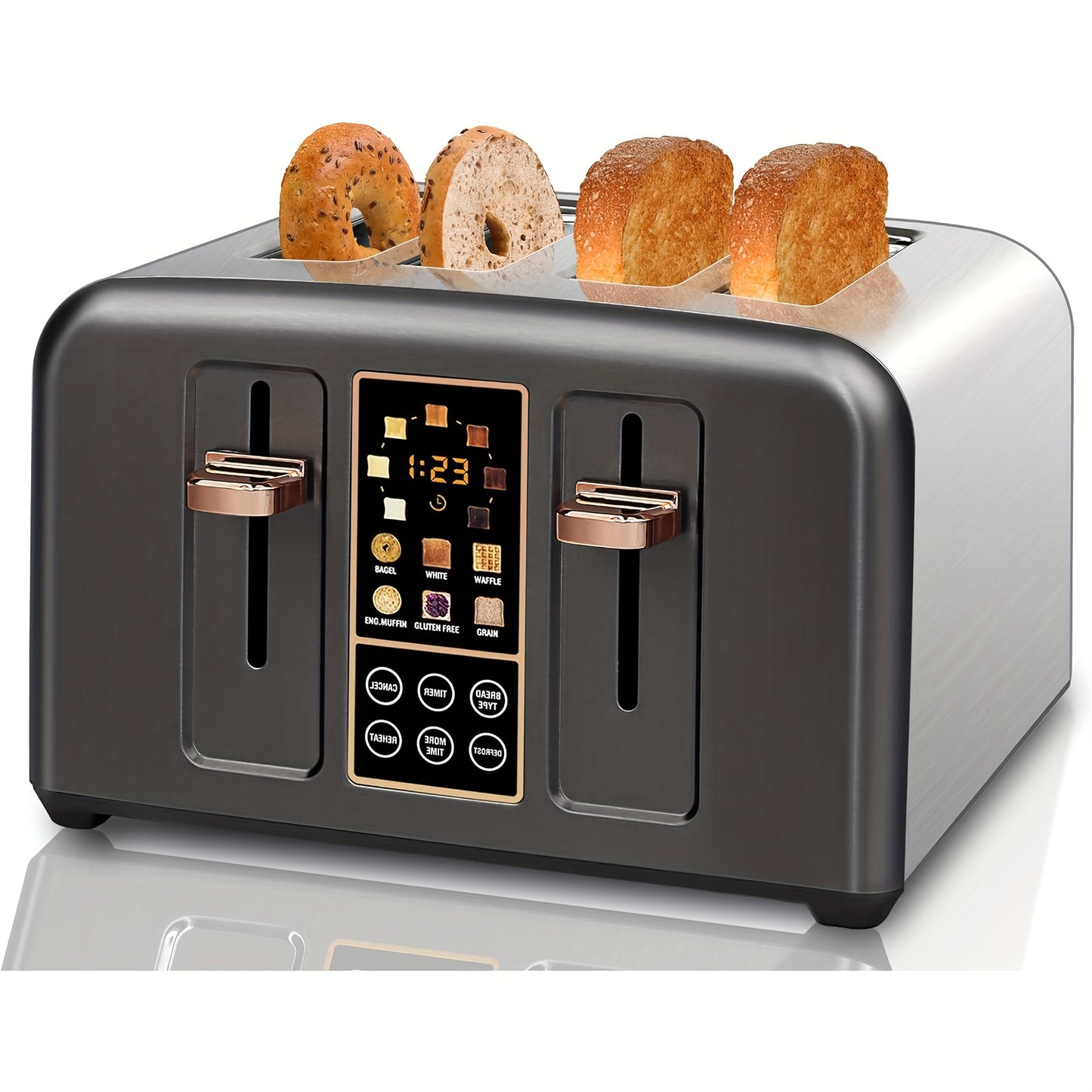 Toaster 4 Slice, Stainless Toaster LCD Display & Touch Button