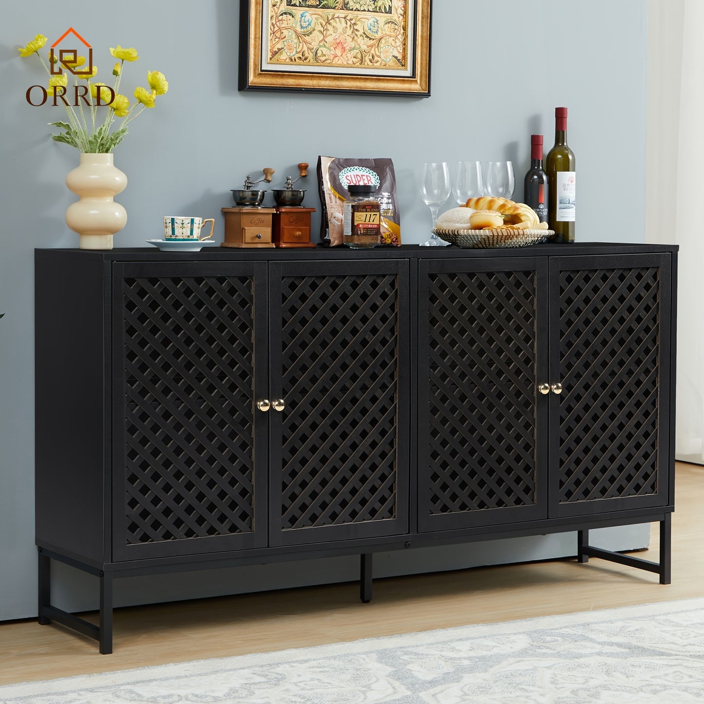 Farmhouse Sideboard Buffet Cabinet With Storage