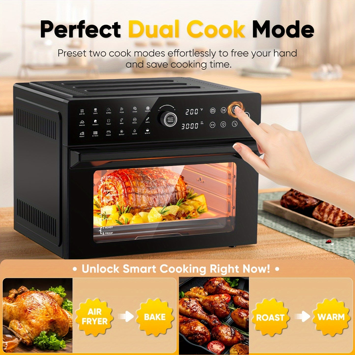 32QT Extra Large Rotisserie Oven - 20-in-1 Double-Rack Air Fryer