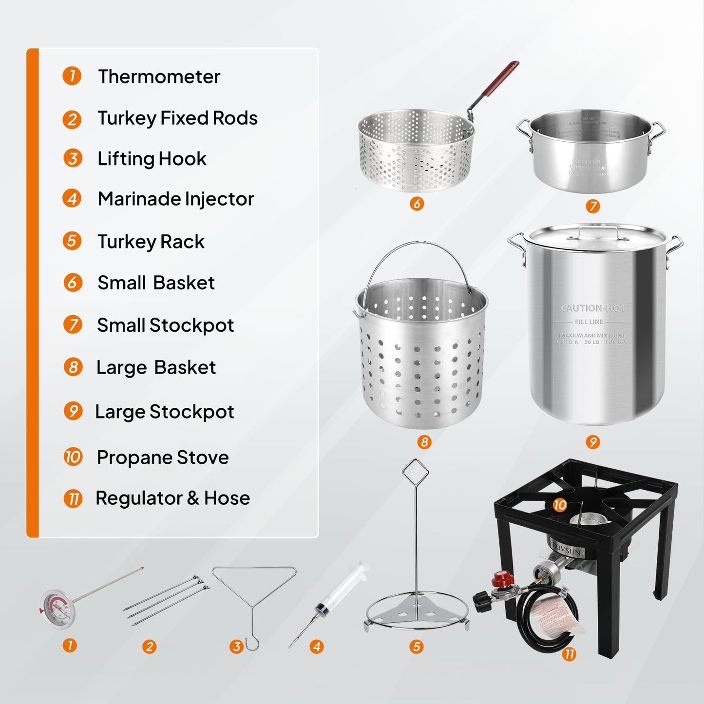 30QT Turkey Fryer & 10QT Fish Fryer Kit w/ 55,000BTU Propane Stove