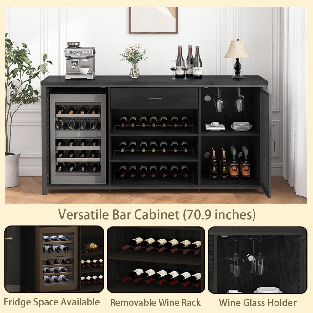 Long Bar Cabinet with Fridge Space