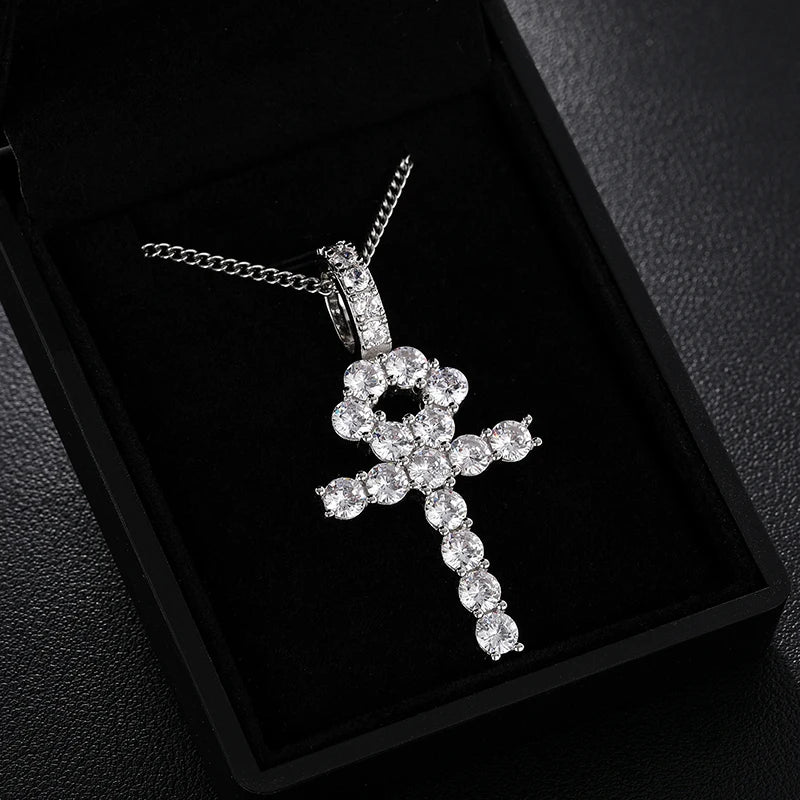 Big 8.1ctw Moissanite Dimaomd Cross Pendnat Necklaces