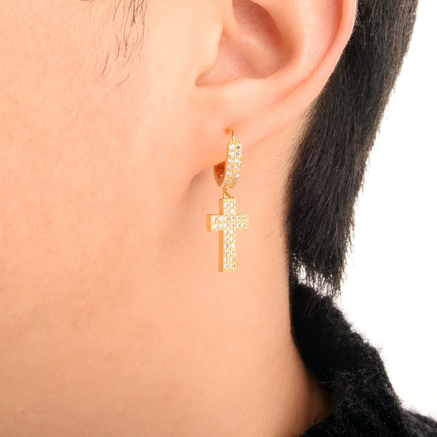 Gold Color Cross Mens/Womens Earings