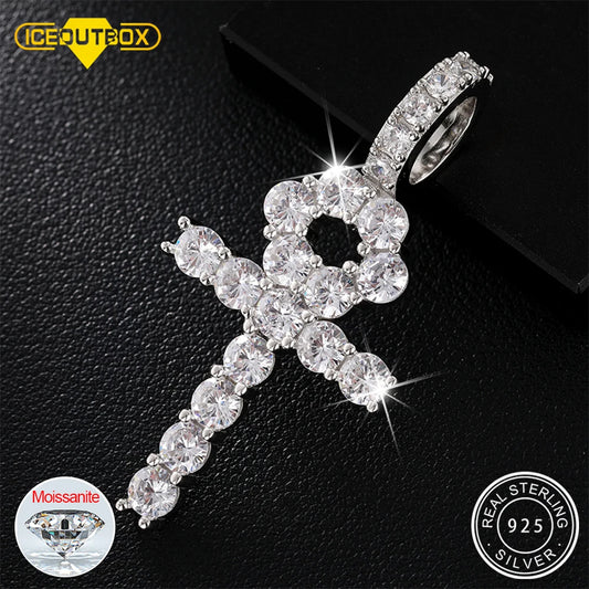 Big 8.1ctw Moissanite Dimaomd Cross Pendnat Necklaces