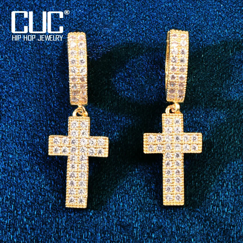 Gold Color Cross Mens/Womens Earings