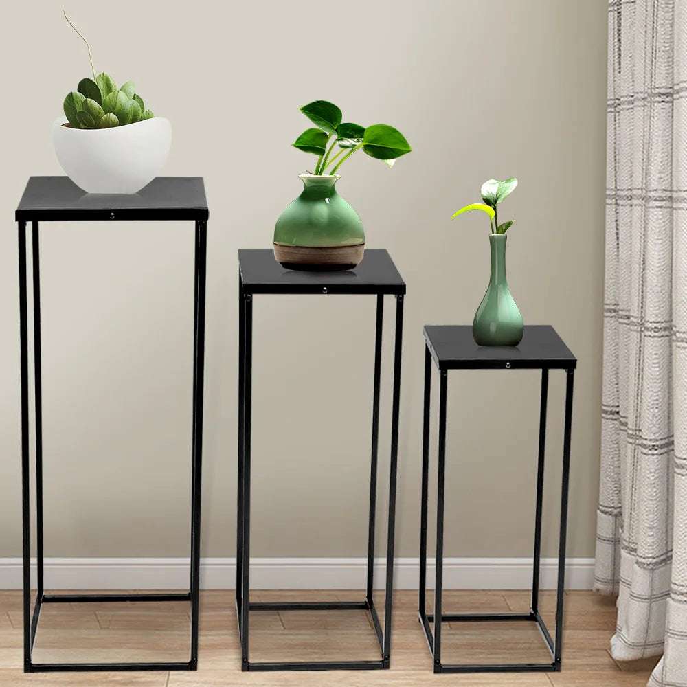 3Pcs Metal Black High Square Rack