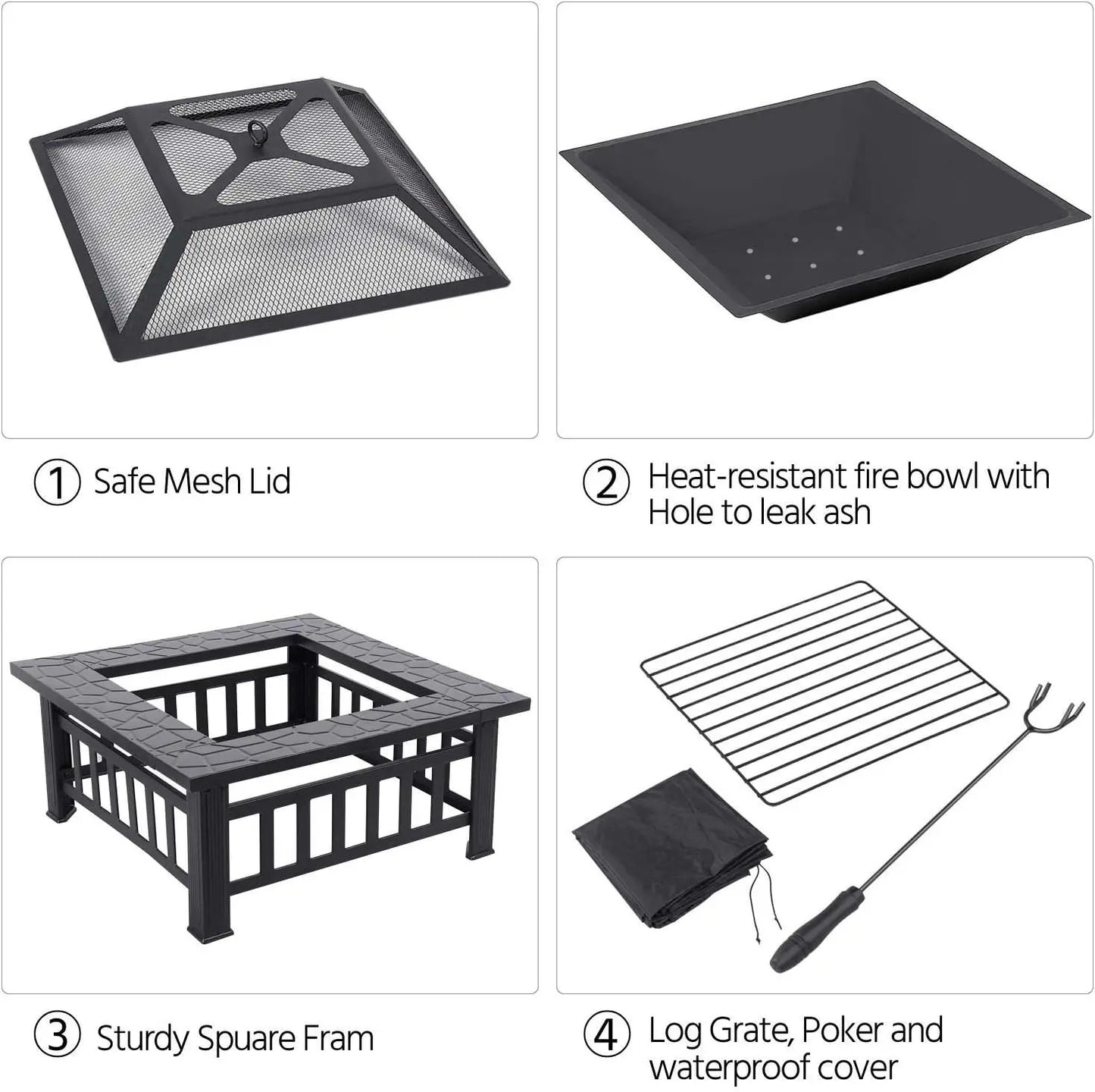 Multifunctional Fire Pit Table 32in