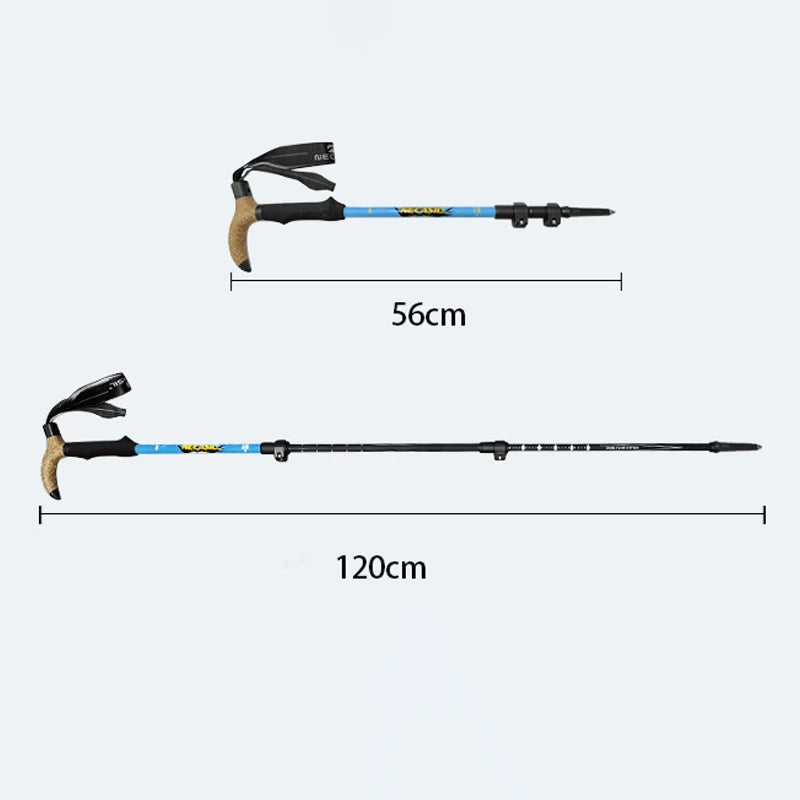 120cm Carbon Fiber Walking Stick Cane Telescopic 3-section