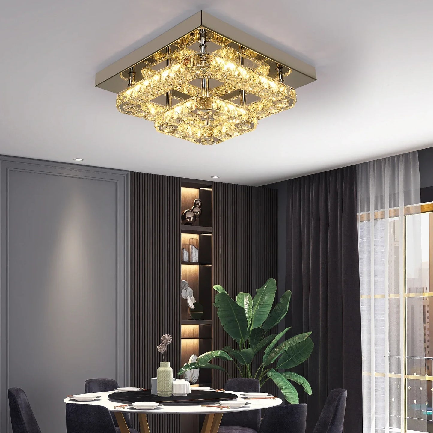 Crystal Ceiling Light Square Lamp