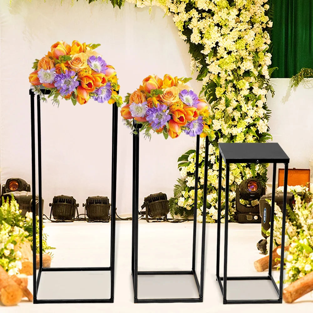 3Pcs Metal Black High Square Rack