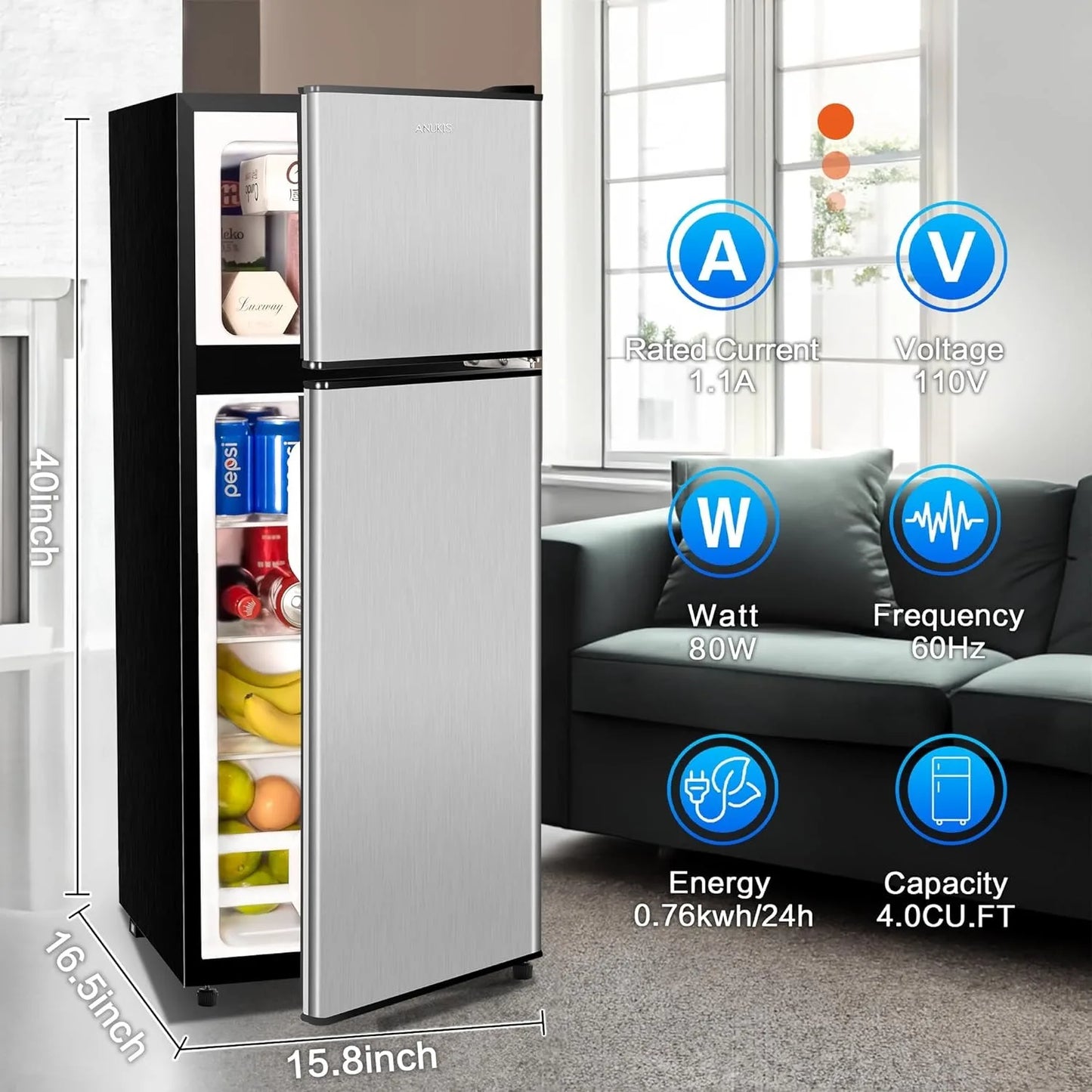 Compact Refrigerator 4.0 Cu Ft