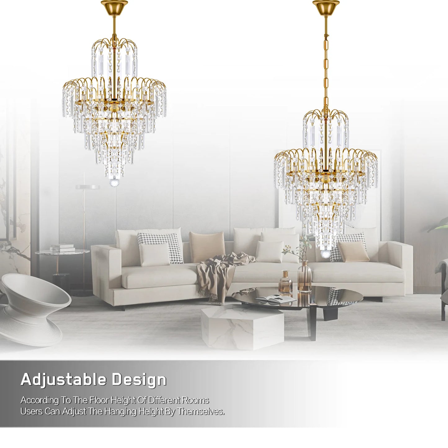 Crystal Ceiling Lamp Modern Luxury LED Chandelier