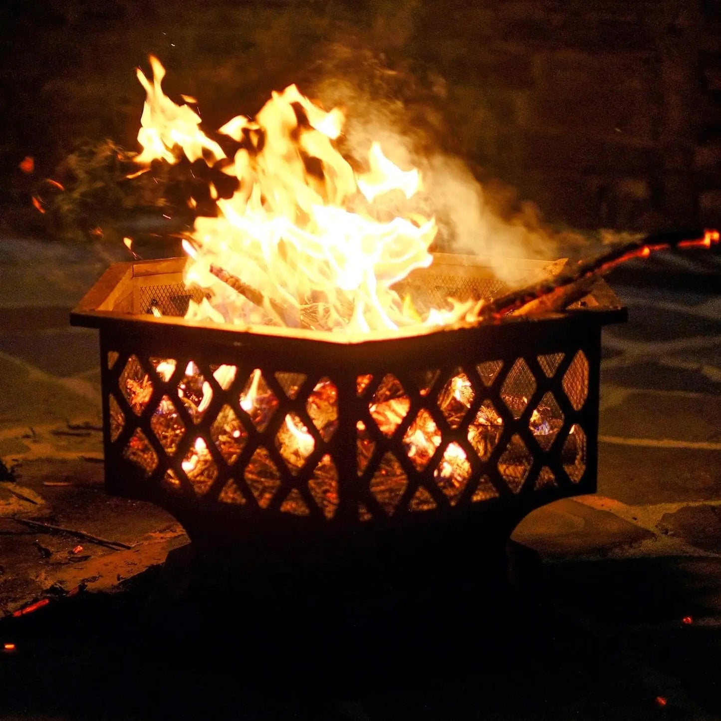 Fire Pit 24in Hex Shaped with Spark Screen&Poker