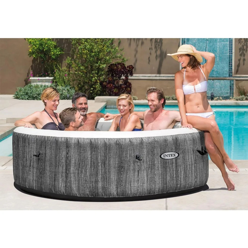 Deluxe 4 Person Outdoor Portable Inflatable Hot Tub Spa With Multi-Color LED Light