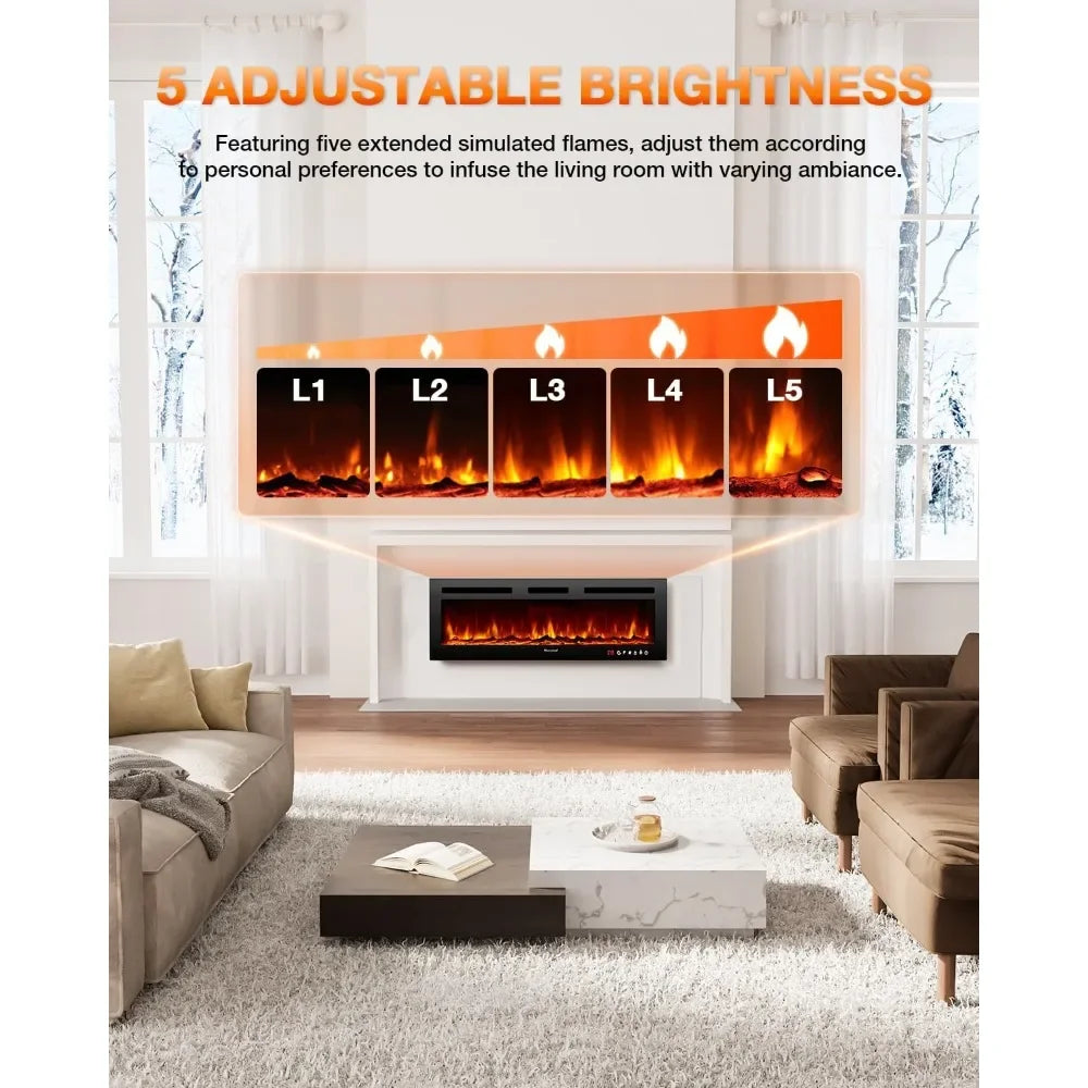 Electric Fireplace 50Inch Realistic Flame