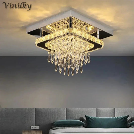 Crystal Ceiling Light Square Lamp