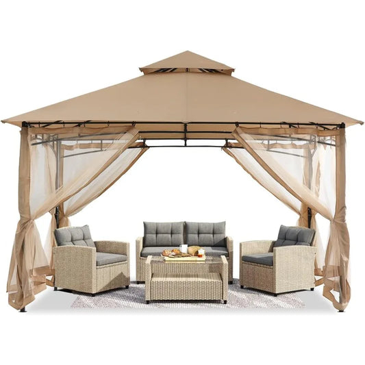 Sturdy Patio Gazebo 10 Ft x 12 Ft with Mosquito Netting