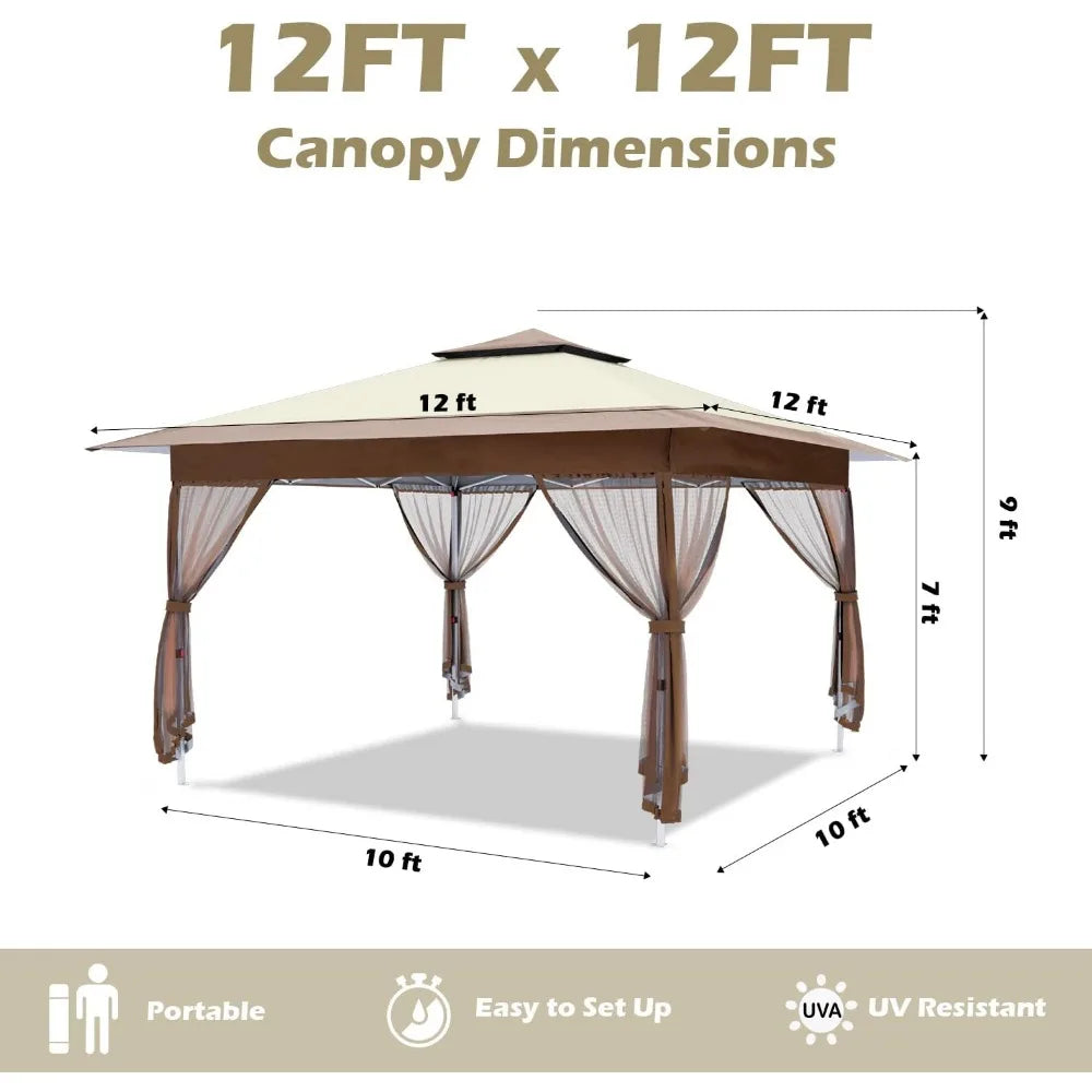 12'x12' Gazebo Outdoor Pop-up Canopy Tent with Curtains.