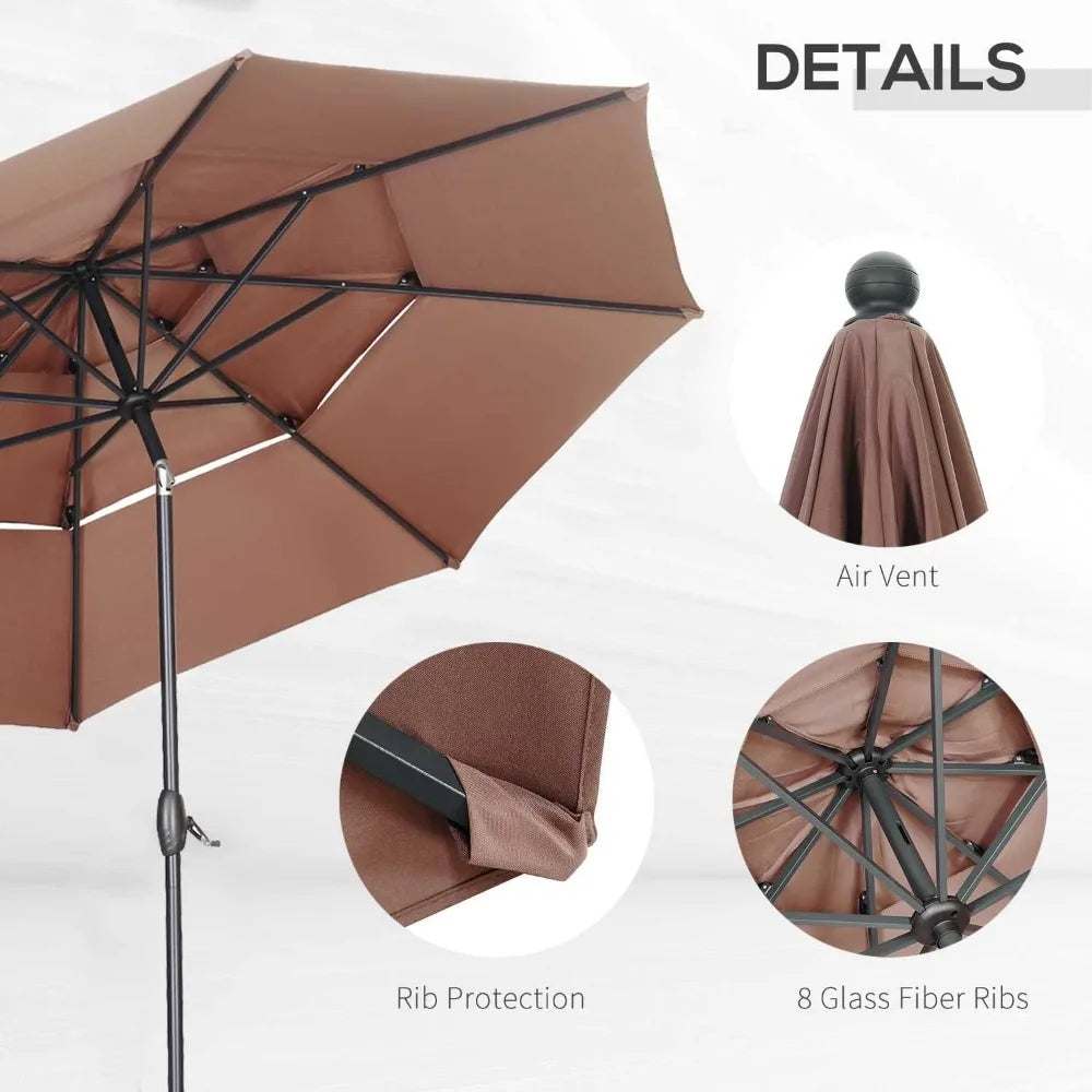 10FT 3 Tiers Patio Umbrella, No Base