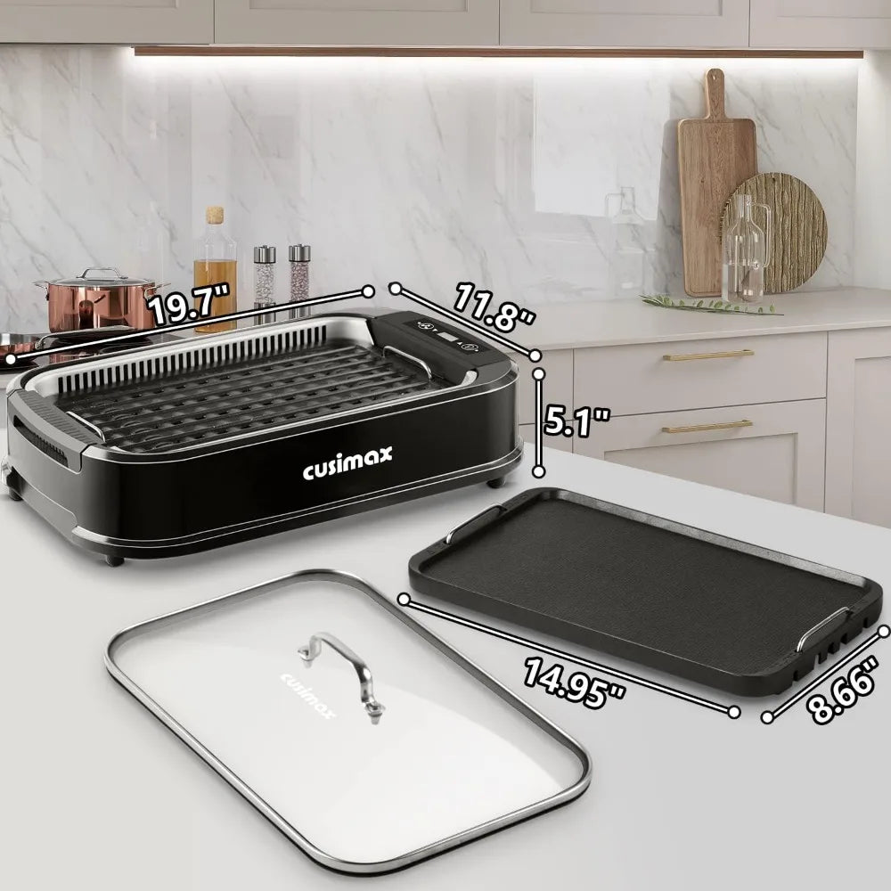 Indoor Grill, Smokeless Grill Indoor, 1500W Electric