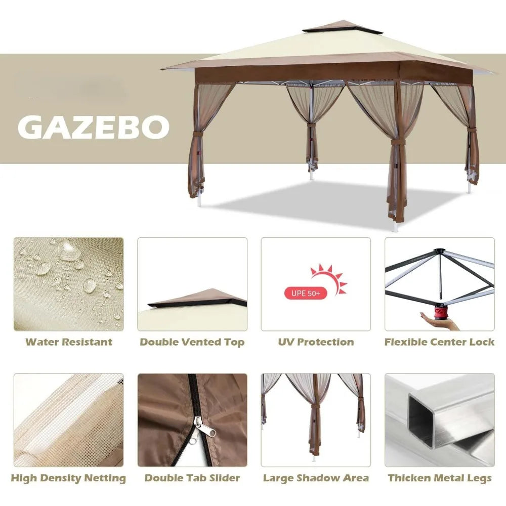 12'x12' Gazebo Outdoor Pop-up Canopy Tent with Curtains.