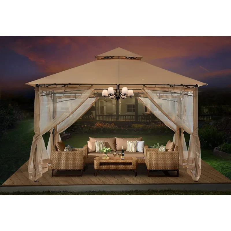 Sturdy Patio Gazebo 10 Ft x 12 Ft with Mosquito Netting