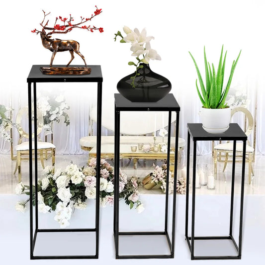 3Pcs Metal Black High Square Rack