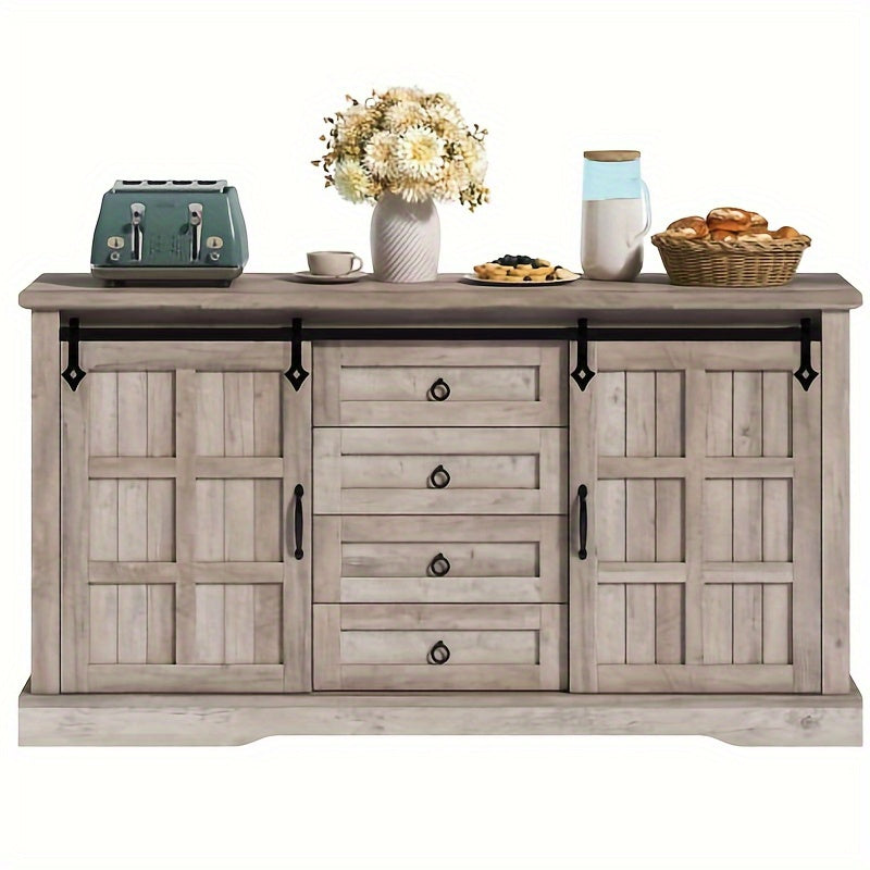 Farmhouse Kitchen Buffet Storage Cabinet with Doors & Drawers