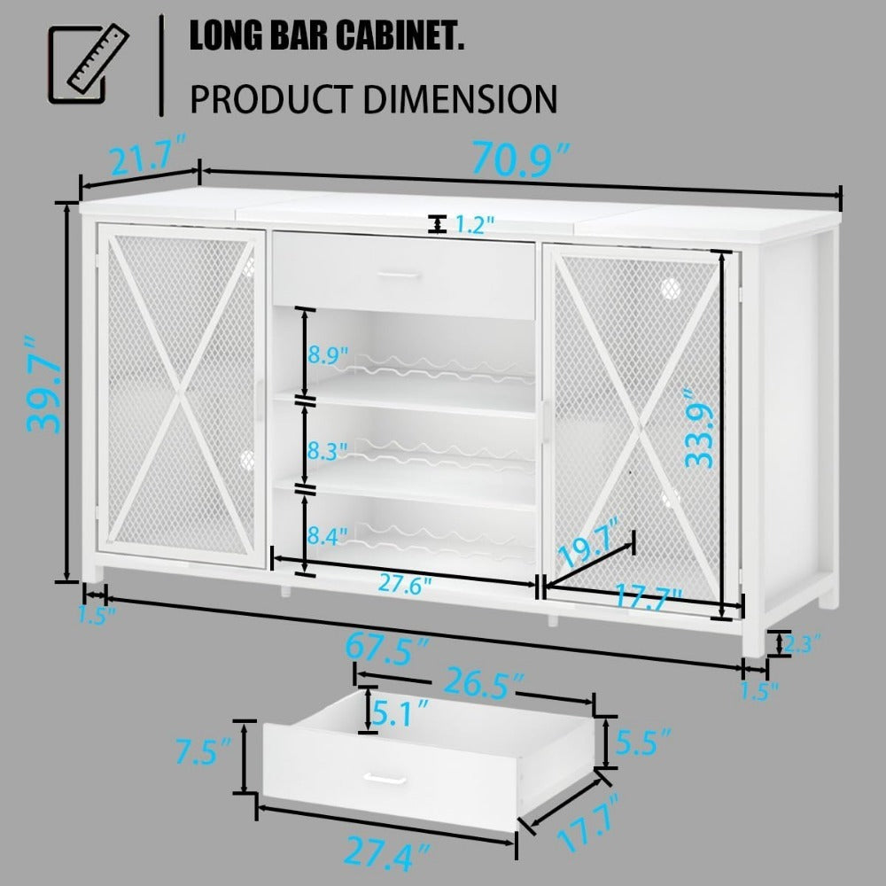 Long Bar Cabinet with Fridge Space