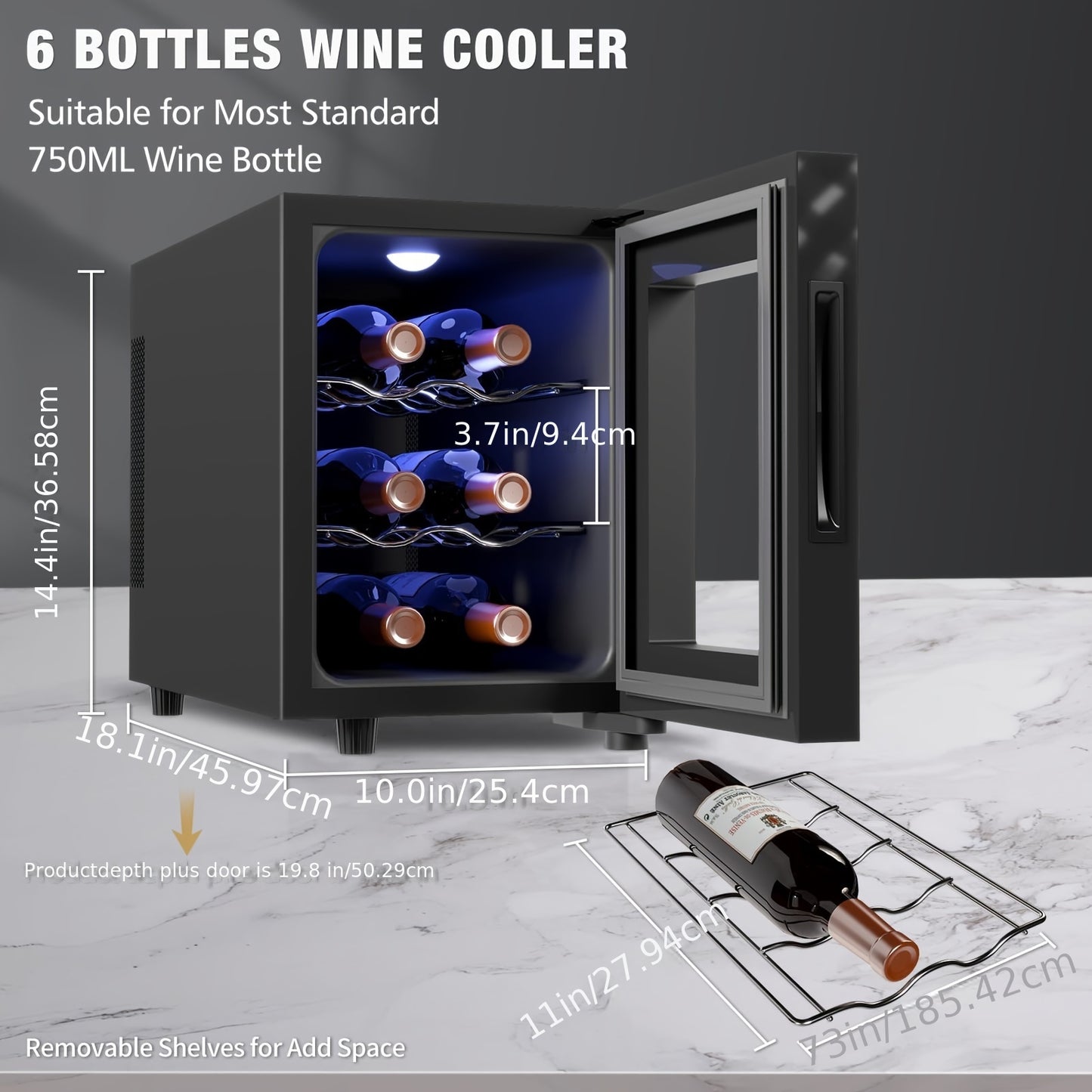 6-Bottle Compact Wine Cooler Refrigerator