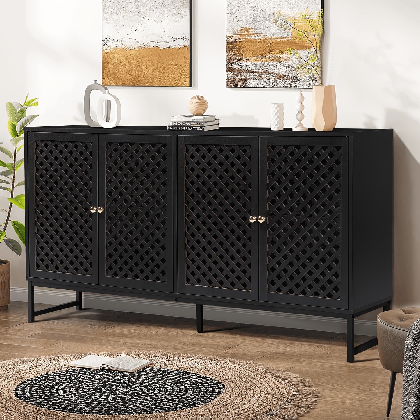 Farmhouse Sideboard Buffet Cabinet With Storage