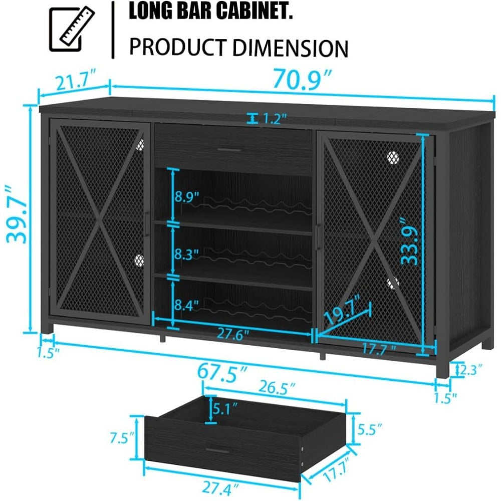 Long Bar Cabinet with Fridge Space