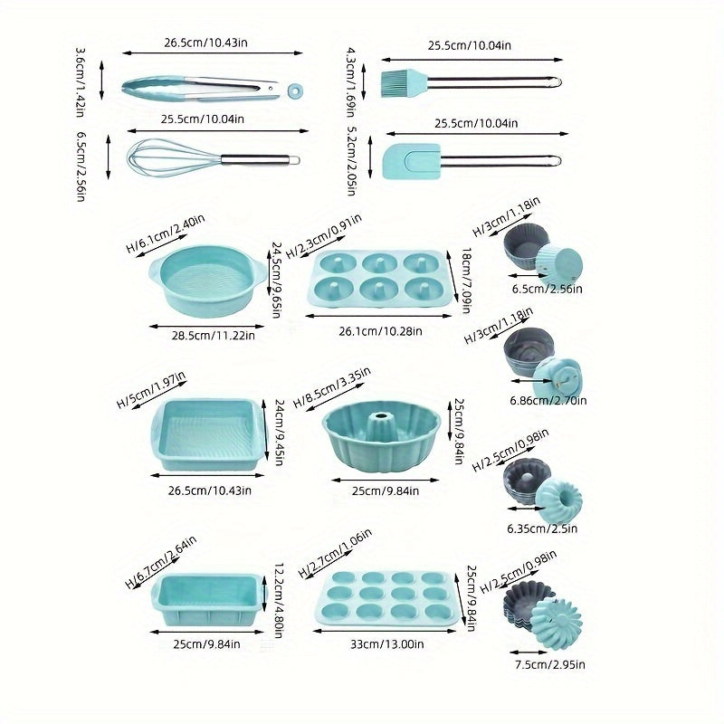 45pcs/set, Silicone Baking Pan, Non-stick