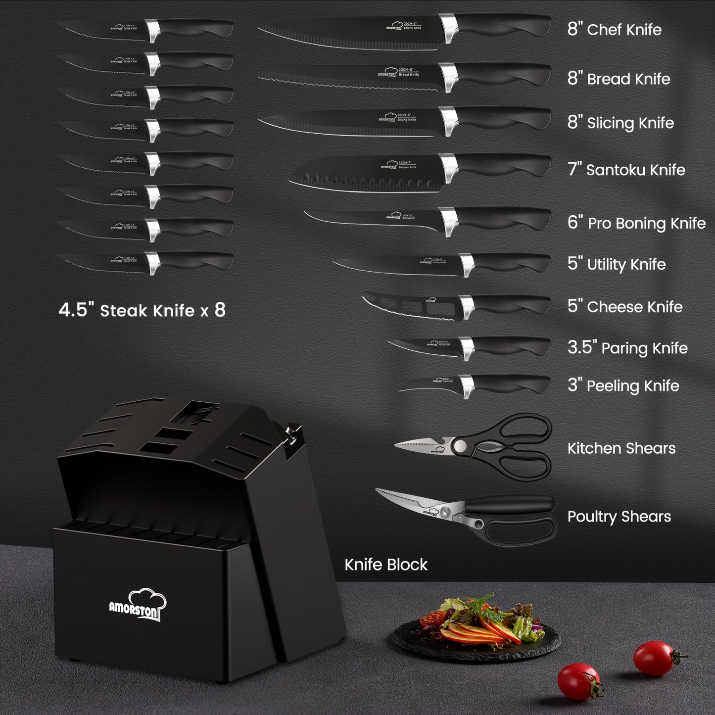 21 Pcs Knife Sets For Kitchen With Block