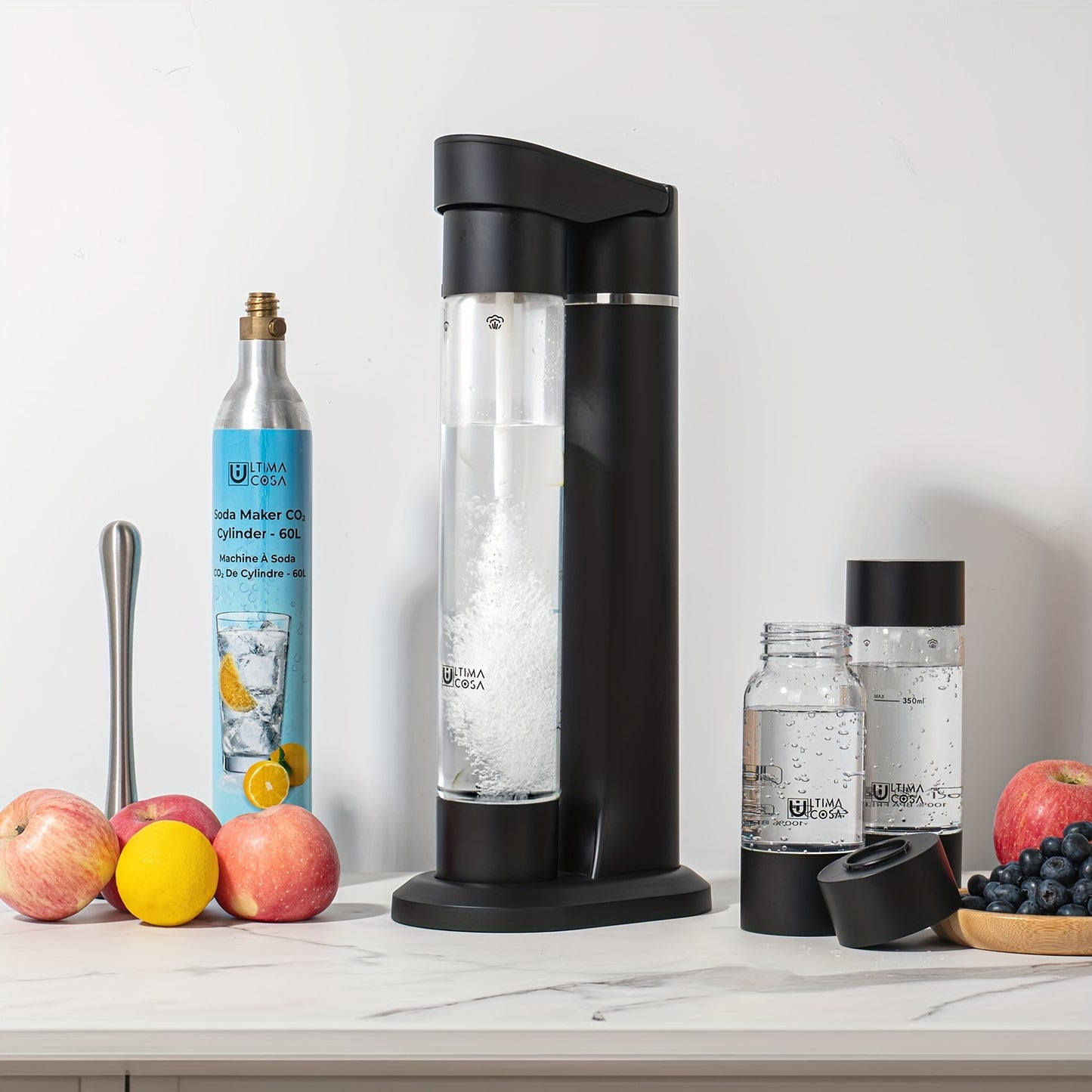 Sparkling Water Maker Bundle (Black), with CO2