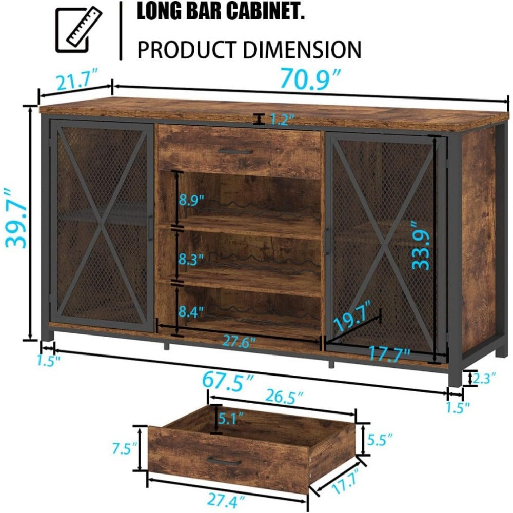 Long Bar Cabinet with Fridge Space